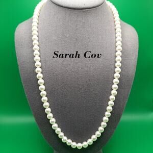 Vintage Sarah Coventry Faux Pearl Necklace, 24 Inches, 8mm Beads